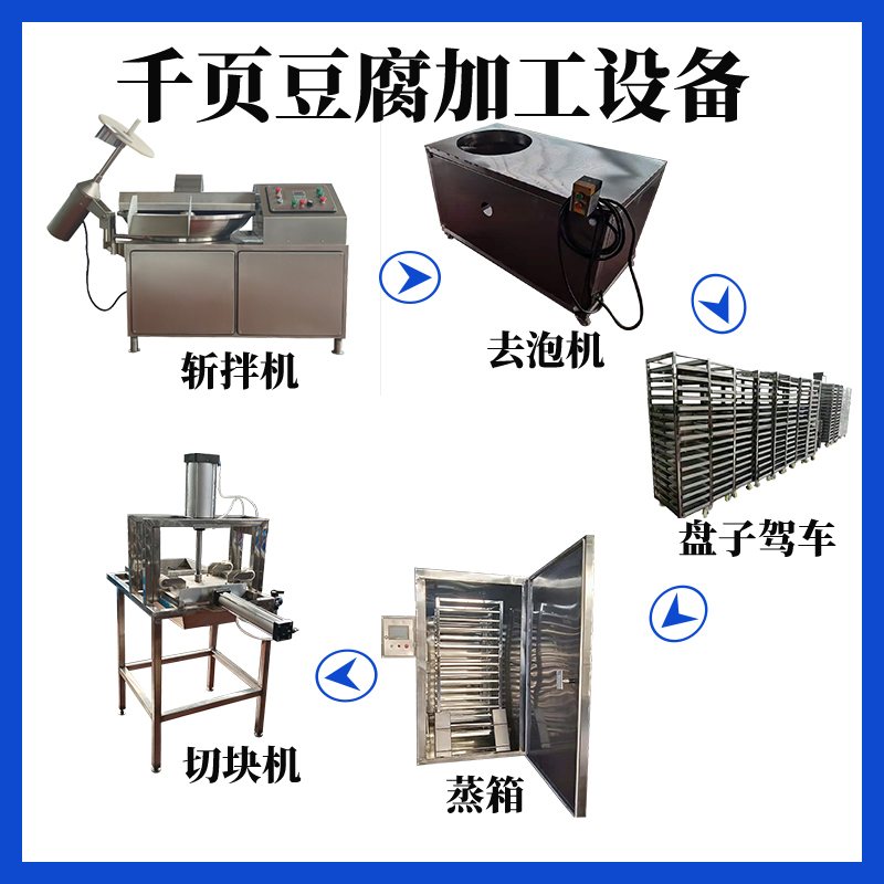 千頁豆腐加工設(shè)備斬拌機、去泡機、蒸箱、切塊機現(xiàn)貨供應(yīng)